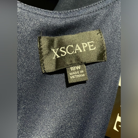 NWT Xscape Ruched A-Line Gown Navy Blue Size 18W - Picture 7 of 9